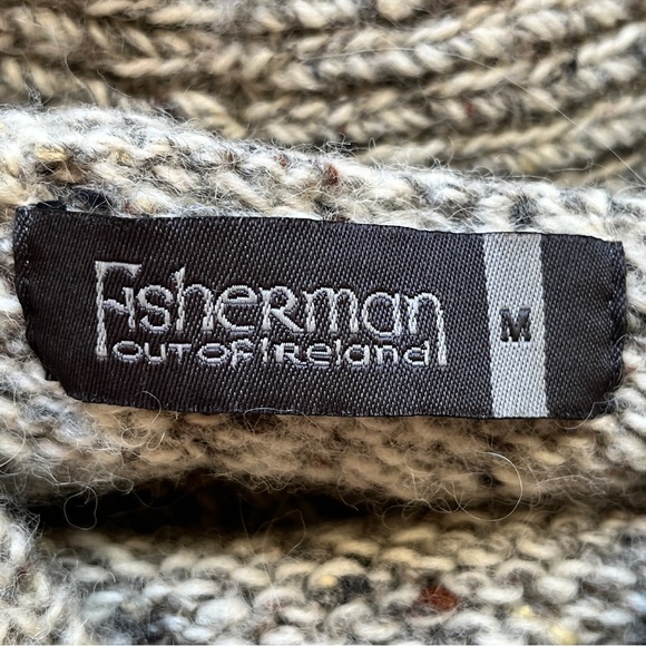 Fisherman Ireland Sweater Knit Merino Alpaca Wool Blend Shawl Collar Button Sz M - Picture 3 of 16